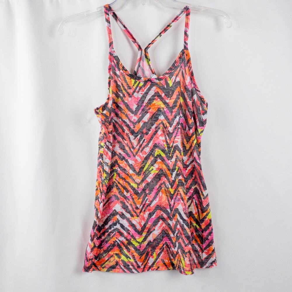 Delias Neon Pink Chevron Racerback Tank Top Womens Medium